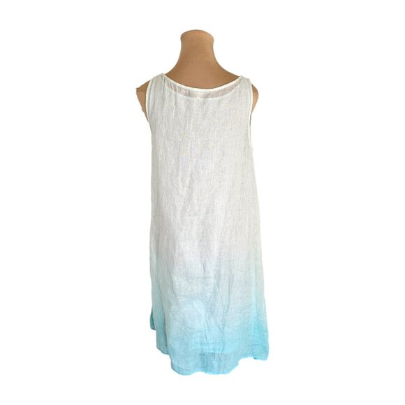 Eileen Fisher White to Blue Ombre Cotton & Linen Dress Combo Sz S - Picture 3 of 8